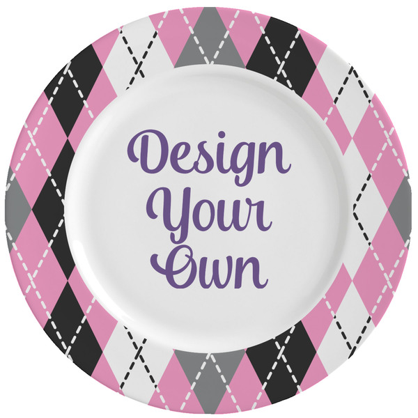 Custom Argyle Ceramic Dinner Plates (Set of 4) (Personalized)