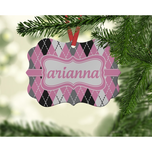 Argyle Christmas Ornament (On Tree)