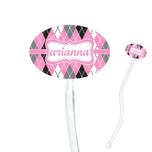Custom Argyle 7" Oval Plastic Stir Sticks - Clear (Personalized)