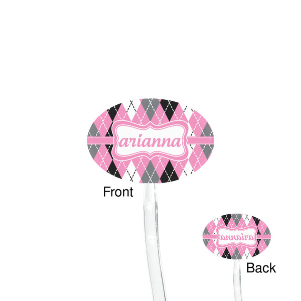 Argyle Clear Plastic 7" Stir Stick - Oval - Front & Back