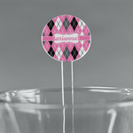 Argyle 5.5" Round Plastic Stir Sticks - Clear (Personalized)