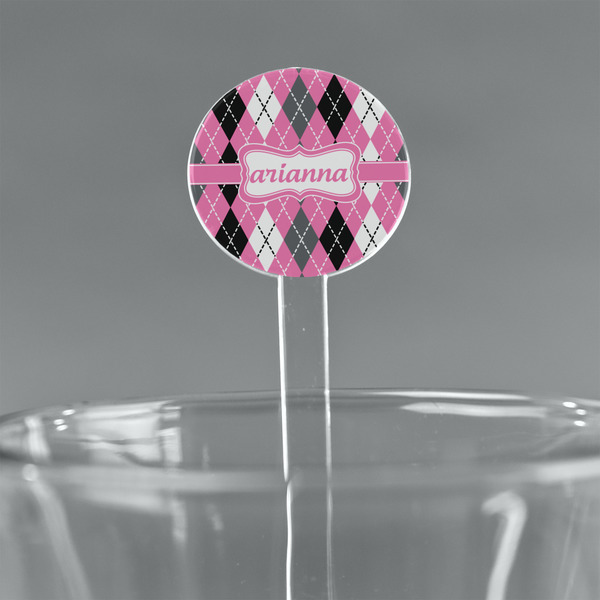 Custom Argyle 5.5" Round Plastic Stir Sticks - Clear (Personalized)