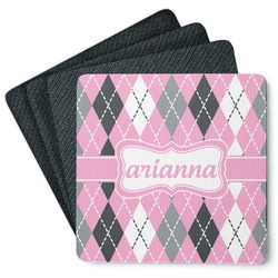Argyle Square Rubber Backed Coasters - Set of 4 (Personalized)