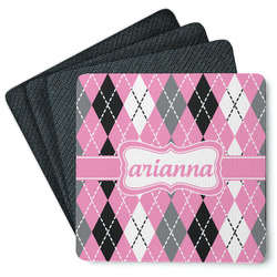 Argyle Square Rubber Backed Coasters - Set of 4 (Personalized)