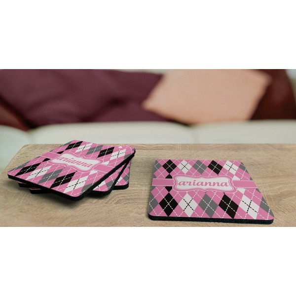 Argyle Coaster Rubber Back - On Coffee Table