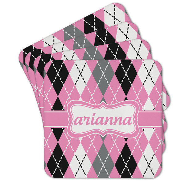 Custom Argyle Cork Coaster - Set of 4 w/ Name or Text