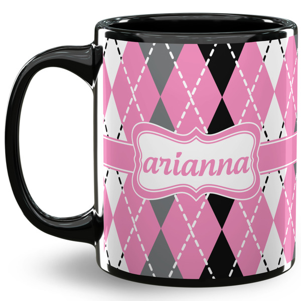 Custom Argyle 11 Oz Coffee Mug - Black (Personalized)