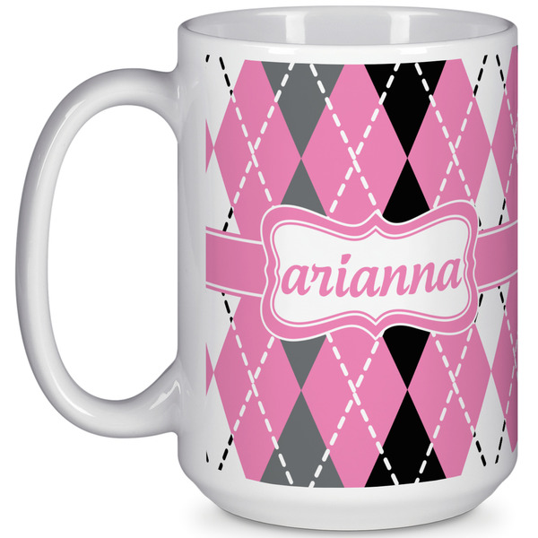 Custom Argyle 15 Oz Coffee Mug - White (Personalized)