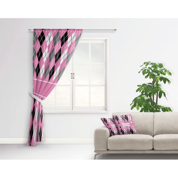 Argyle Curtain With Window and Rod - in Room Matching Pillow