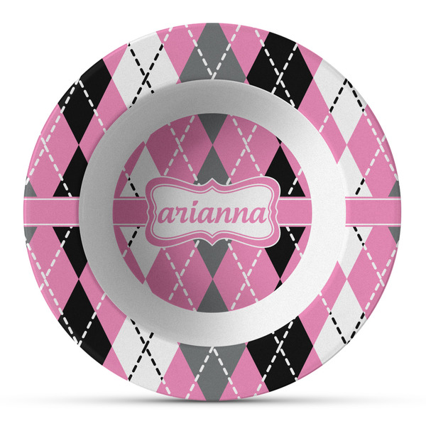 Custom Argyle Plastic Bowl - Microwave Safe - Composite Polymer (Personalized)