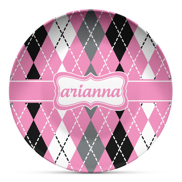 Custom Argyle Microwave Safe Plastic Plate - Composite Polymer (Personalized)