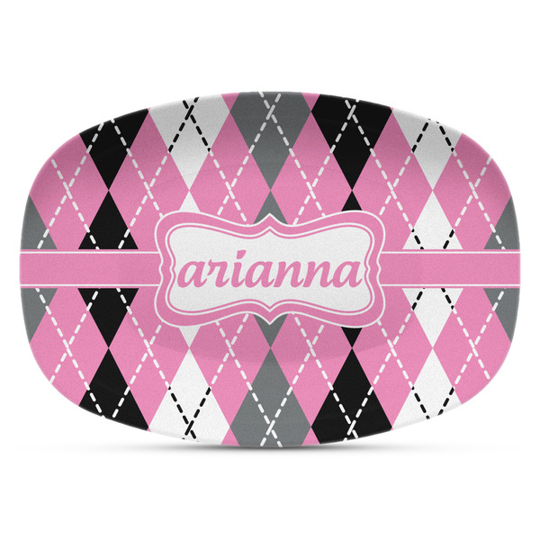 Custom Argyle Plastic Platter - Microwave & Oven Safe Composite Polymer (Personalized)