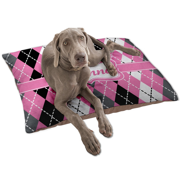 Custom Argyle Dog Bed - Large w/ Name or Text
