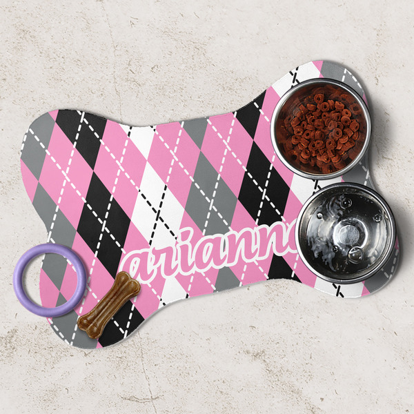 Argyle Dog Bone Shaped Mat Lifestyle