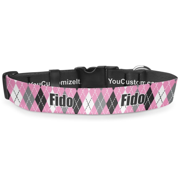 Custom Argyle Deluxe Dog Collar - Double Extra Large (20.5" to 35") (Personalized)