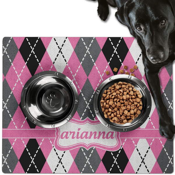Argyle Dog Food Mat - Large LIFESTYLE