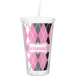 Argyle Double Wall Tumbler with Straw (Personalized)