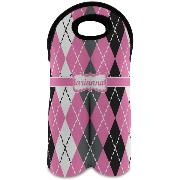 Custom Argyle Wine Tote Bag (2 Bottles) (Personalized)
