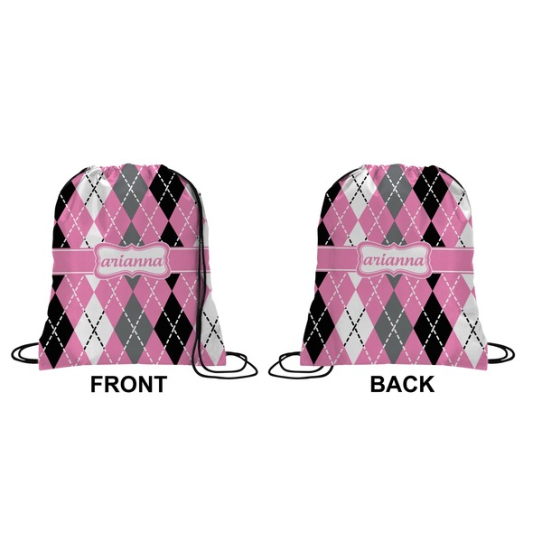 Argyle Drawstring Backpack Front & Back Small