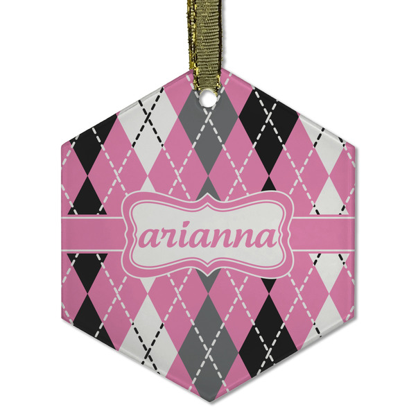 Argyle Frosted Glass Ornament - Hexagon