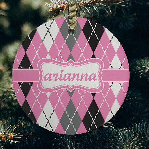 Argyle Frosted Glass Ornament - Round (Lifestyle)