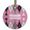 Argyle Flat Glass Ornament - Round w/ Name or Text