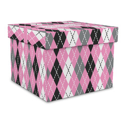Argyle Gift Box with Lid - Canvas Wrapped - Large (Personalized)