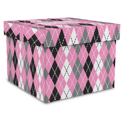Argyle Gift Box with Lid - Canvas Wrapped - X-Large (Personalized)