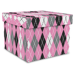 Argyle Gift Box with Lid - Canvas Wrapped - XX-Large (Personalized)