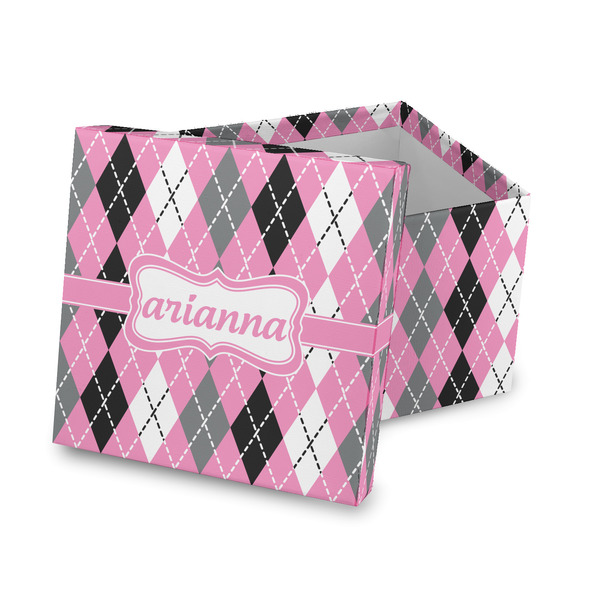 Custom Argyle Gift Box with Lid - Canvas Wrapped (Personalized)