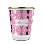 Argyle Glass Shot Glass - 1.5 oz - with Gold Rim - Set of 4 (Personalized)