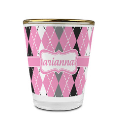 Argyle Glass Shot Glass - 1.5 oz - with Gold Rim - Set of 4 (Personalized)