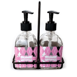 Argyle Glass Soap & Lotion Bottle Set (Personalized)