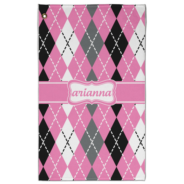 Custom Argyle Golf Towel - Poly-Cotton Blend - Large w/ Name or Text