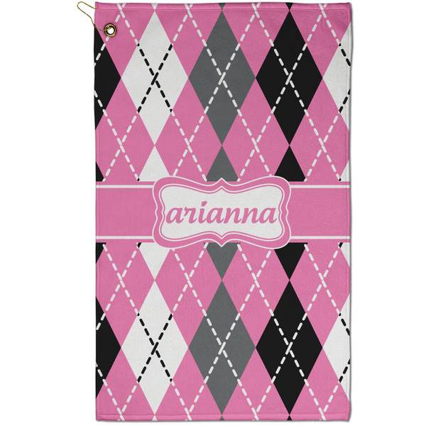 Custom Argyle Golf Towel - Poly-Cotton Blend - Small w/ Name or Text