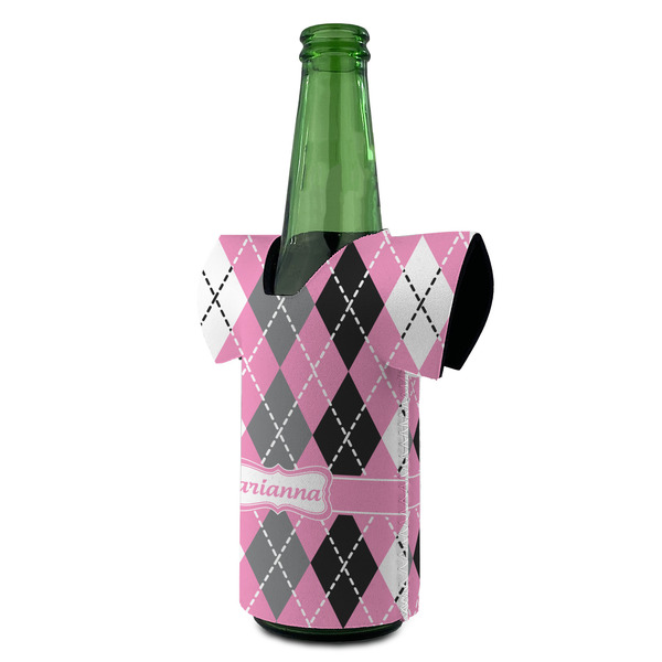 Argyle Jersey Bottle Cooler - ANGLE (on bottle)