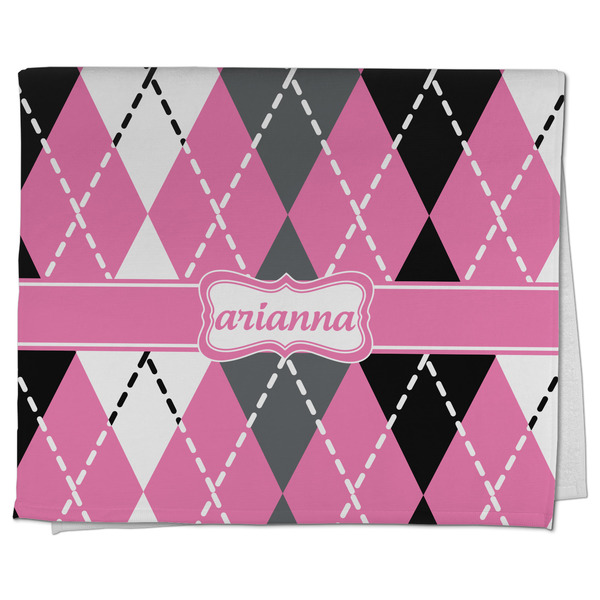 Custom Argyle Kitchen Towel - Poly Cotton w/ Name or Text
