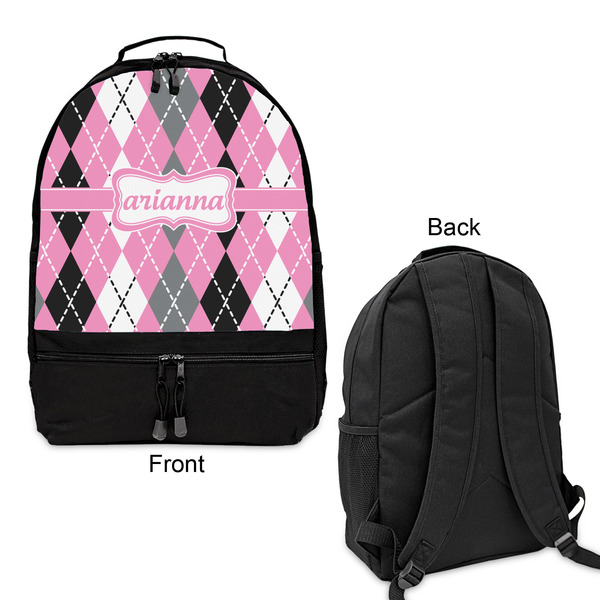 Argyle Large Backpack - Black - Front & Back View