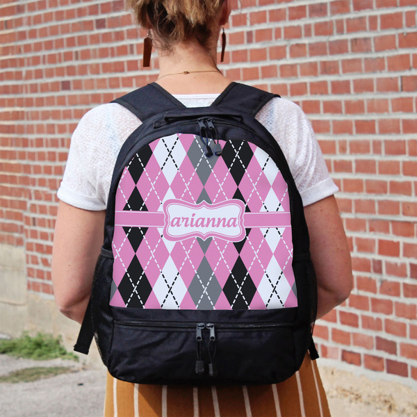 Argyle Large Backpack - Black - On Back