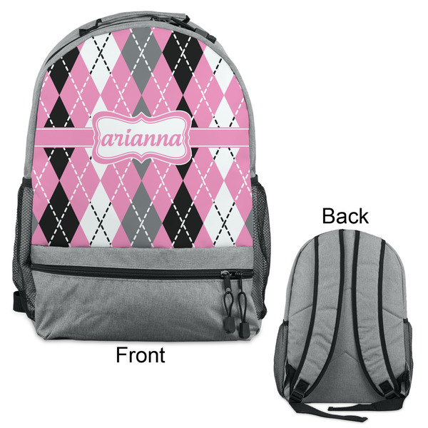 Argyle Large Backpack - Gray - Front & Back View