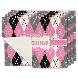 Argyle Single-Sided Linen Placemat - Set of 4 w/ Name or Text