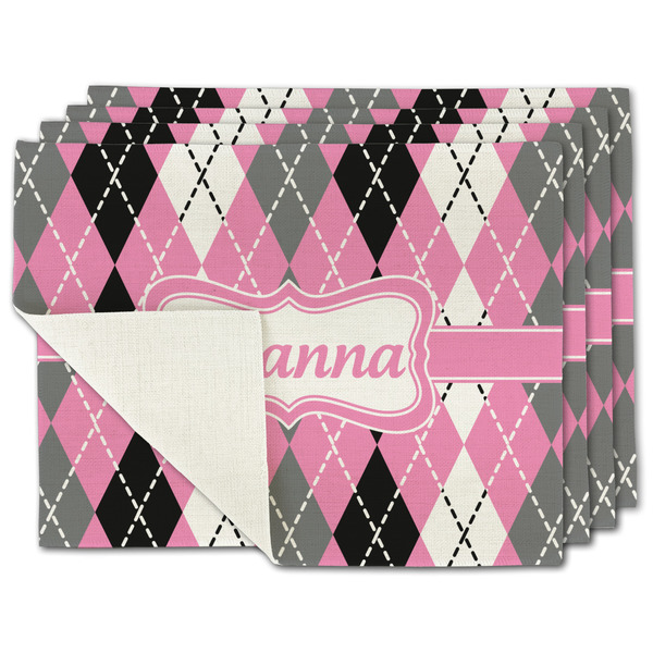 Custom Argyle Single-Sided Linen Placemat - Set of 4 w/ Name or Text