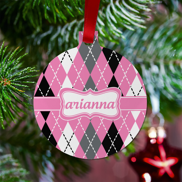 Argyle Metal Ball Ornament - Lifestyle