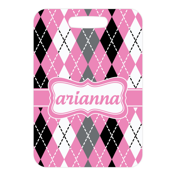 Argyle Metal Luggage Tag - Front Without Strap