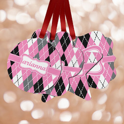 Argyle Metal Ornaments - Double Sided w/ Name or Text
