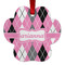 Argyle Metal Paw Ornament - Double Sided w/ Name or Text