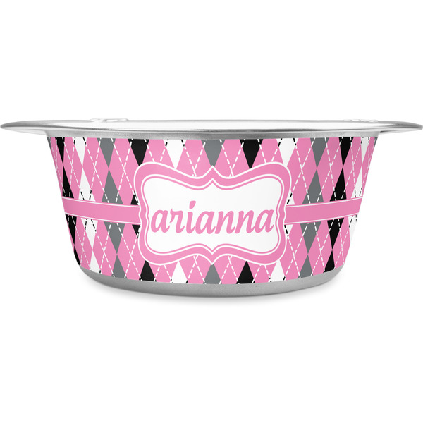 Custom Argyle Stainless Steel Dog Bowl - Small (Personalized)