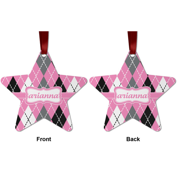 Argyle Metal Star Ornament - Front and Back