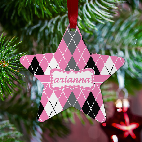 Argyle Metal Star Ornament - Lifestyle