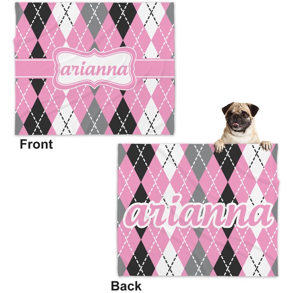 Argyle Microfleece Dog Blanket - Large- Front & Back